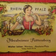 Altes Weinflaschenetikett Ilbesheimer Rittersberg Rhein-Pfalz