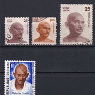 Mahatma Gandhi, Indien, Togo, 4 Briefm., gest.