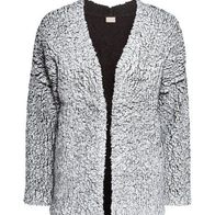 BLogger H&M lange Bouclé-Cardigan M/ L weiß/ schwarz Long-Strickjacke Jacke Top