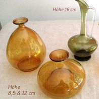 DDR Lauschaer Glas * hauchzartes mundgeblasen Glas grün & gelb * Vase Henkelkrug