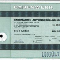 Badenwerk Aktiengesellschaft 1973 50 DM