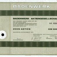 Badenwerk Aktiengesellschaft 1973 500 DM