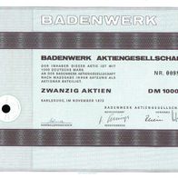 Badenwerk Aktiengesellschaft 1973 1000 DM