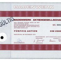 Badenwerk Aktiengesellschaft 1973 2500 DM