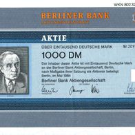 Berliner Bank Aktiengesellschaft 1984 1000 DM