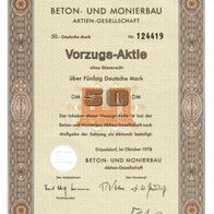 Beton- und Monierbau Aktien-Gesellschaft Vorzüge 1978 50 DM