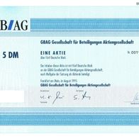 GBAG Gesellschaft für Beteiligungen Aktiengesellschaft 1995 5 DM