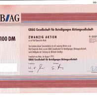 GBAG Gesellschaft für Beteiligungen Aktiengesellschaft 1995 100 DM