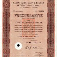 Klein, Schanzlin & Becker Aktiengesellschaft Vorzüge 1967 50 DM