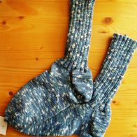 Handarbeit * Kuschelige Wollsocken aus 6fädiger Sockenwolle, Gr. 38/39, blau