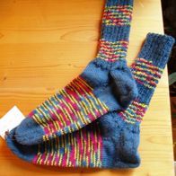 Handarbeit * Kuschelige Wollsocken aus Regia-Sockenwolle, Gr. 36/37, blau