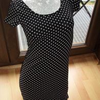 H&M Kleid schwarz Kurzarm weiße dots Rundausschnitt Gr S wie neu