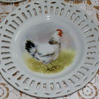 Porzellan Durchbruch Teller Hühner Huhn Motiv * KJ Interpresent