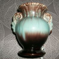 Vase Keramik handgef. 11 cm Höhe, Keramik, grün-braun Töne ca. 1950 Made in Germany