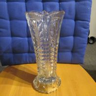 alte Blumenvase Glas Vase transparent strukturiert, 70er Jahre