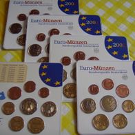 Deutschland BRD 2002 erster Euro Münzsätze Komplett ADFGJ