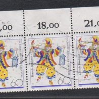 Briefmarke BRD: 1988 - 60 Pfennig - Michel Nr. 1349 3er Block mit Rand
