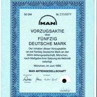 MAN Aktiengesellschaft Vorzüge 1986 50 DM