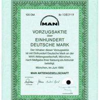 MAN Aktiengesellschaft Vorzüge 1986 100 DM