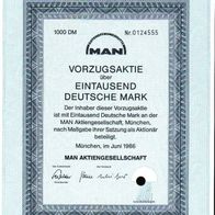 MAN Aktiengesellschaft Vorzüge 1986 1000 DM