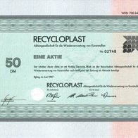 Recycloplast Aktiengesellschaft für die Wiederverwertung von Kunststoffen 1987 50 DM