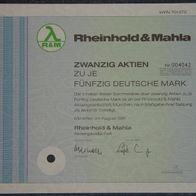 Rheinhold & Mahla Aktiengesellschaft 1991 1000 DM