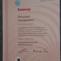 Sanacorp Pharmahandel Aktiengesellschaft 1996 500 DM