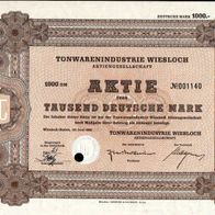 Tonwarenindustrie Wiesloch Aktiengesellschaft 1950 1000 DM