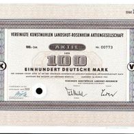 Vereinigte Kunstmühlen Landshut-Rosenheim Aktiengesellschaft 1962 100 DM