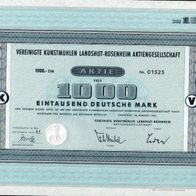 Vereinigte Kunstmühlen Landshut-Rosenheim Aktiengesellschaft 1962 1000 DM