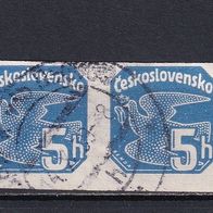 Tschechoslowakei, 1937, Mi. 365, Zeitungsmarke, 1 Briefm.-Paar, gest.