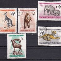 Ungarn, 1961, Zoo Budapest, Zootiere, 5 Briefm., gest