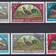 Sharjah, 1965, Mi. 113-118, Vögel, Taube, Hahn, Satz mit 6 Briefm., gest.