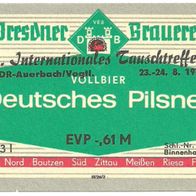 ALT ! DDR Bieretikett PILS mit Börsenaufdruck Auerbach 1975 von Brauereien Dresden