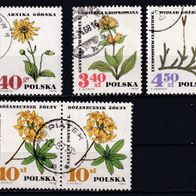 Polen, 1967, ab Mi. 1770, Heilpflanzen, 5 Briefm., davon 1 Paar, gest.
