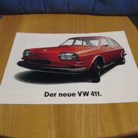 Seltenes Volkswagen Prospekt VW DER NEUE VW 411 NR. 15295100 VON 6 / 1968