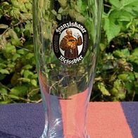 Weißbierglas 1 Liter, Franziskaner, mit Macken, Rarität