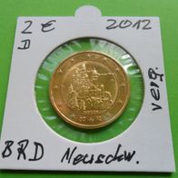 Deutschland BRD 2012 D 2 Euro Neuschwanstein Sondermünze vergoldet