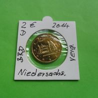 Deutschland BRD 2014 D 2 Euro Niedersachsen Sondermünze vergoldet