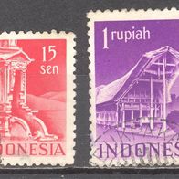 Indonesien, 1949, Gebäude, 2 Briefm., echt gelaufen