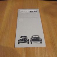 VW Prospekt Personenwagen Preisliste 08/1968