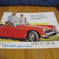 Austin Healey Sprite MK III Prospekt 1964 neuwertiger zustand