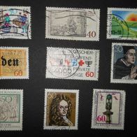 Briefmarken Deutschland 9 Stück , gestempelt von 1980