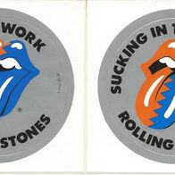 2 Aufkleber/ Sticker Rolling Stones - Dirty Work + Sucking in the Seventies - Rarität