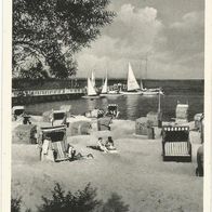 AK Ostseeheilbad Timmendorfer Strand mit Landungsbrücke, gelaufen 1953 mit 2 Briefm.