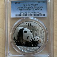 Münze 10 Yuan China 2011 Panda PCGS MS 69