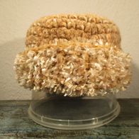 schicke Damenmütze Gr. 55 beige/ braun Strickmütze Mütze