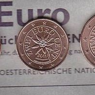 2011 Lose Kursmünzen Österreich Austria UNC 1 Cent & 2 Cent & 5 Cent Prägefrisch
