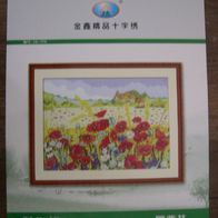 Stickbild Kreuzstich - Stickpackung - Mohnblumen 144 x 194 Kreuzstiche