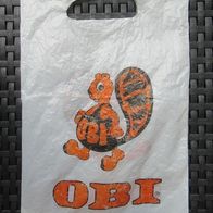 Plastik Tüte "OBI" Einkaufstüte 19,5 x 29,5 cm Plaste Beutel Sammler Rarität